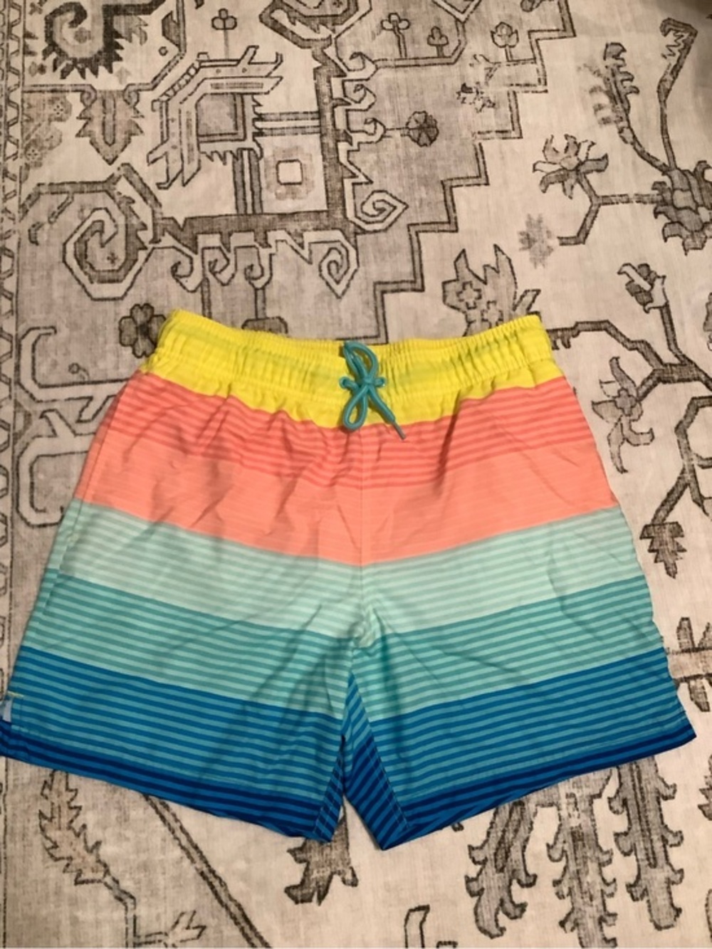 George Yellow Waistband Multicolor Stripe Swim Shorts